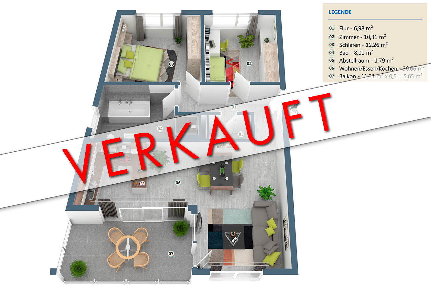 Bauprojekt "Gutenberg" | Wehr | Haus Schiller - Wohnung 02 | Aufteilung