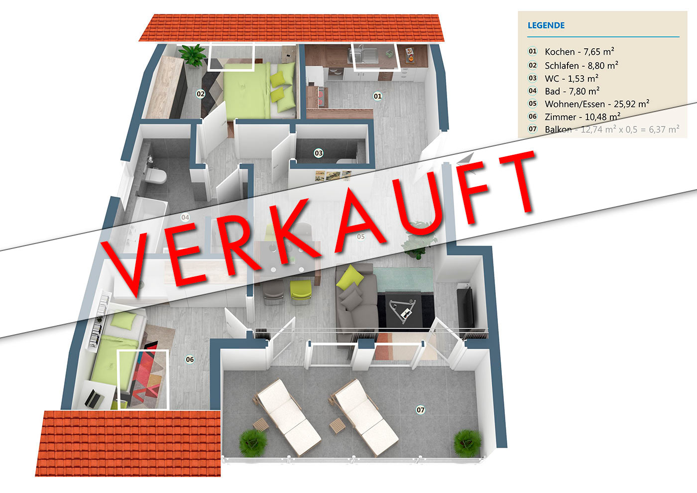 Bauprojekt "Gutenberg" | Wehr | Haus Schiller - Wohnung 06 | Aufteilung