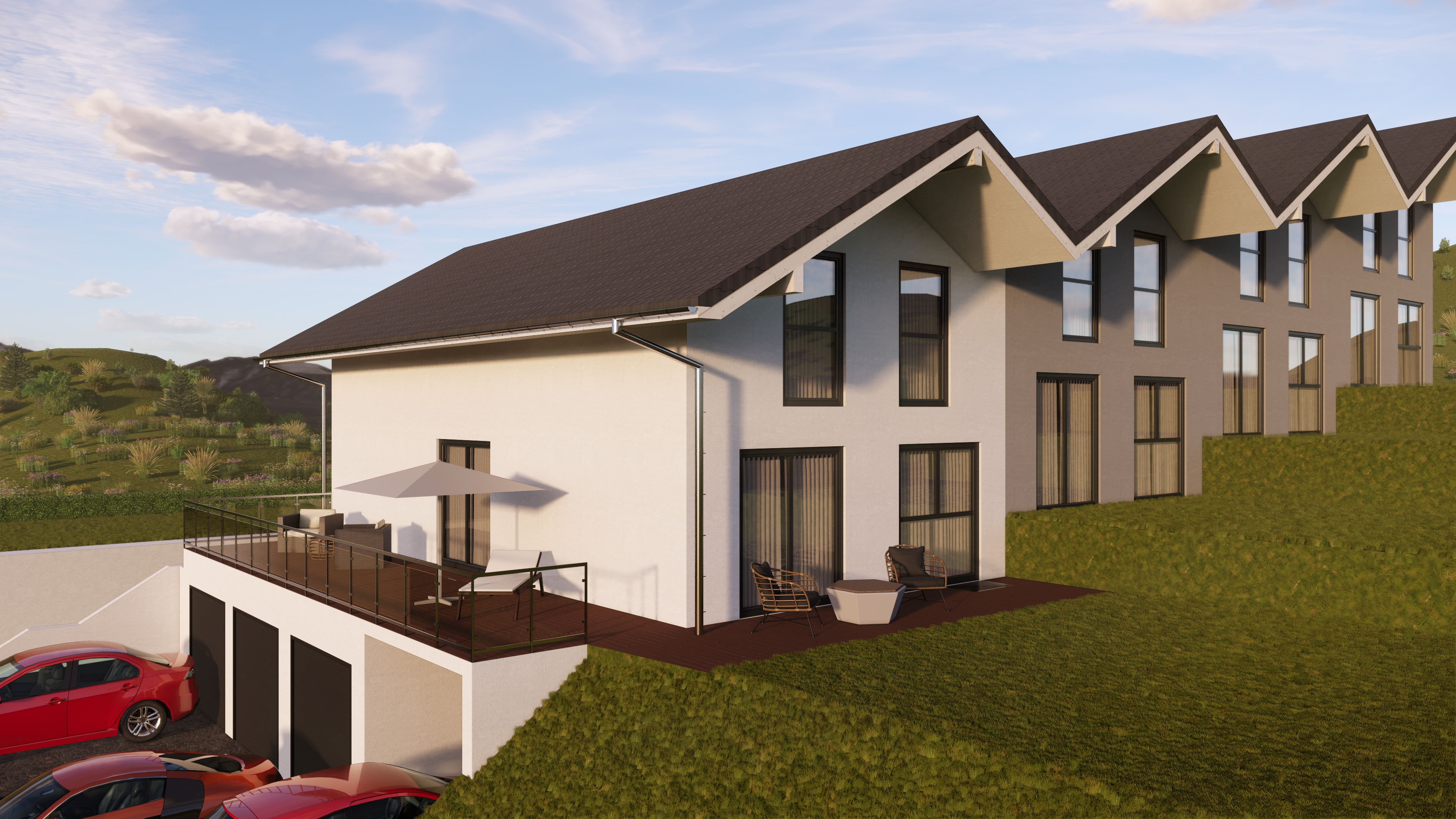 Haus 1 - Reiheneckhaus | Neubauprojekt Wehr-Öfingen 2 | Bild Süd-West