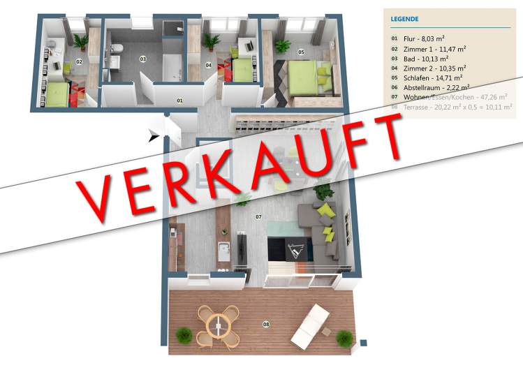 Bauprojekt "Gutenberg" | Wehr | Haus Lessing - Wohnung 01 | Aufteilung