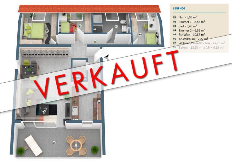 Bauprojekt "Gutenberg" | Wehr | Haus Lessing - Wohnung 09 | Aufteilung
