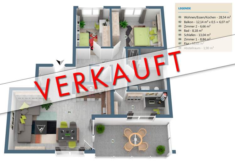 Bauprojekt "Gutenberg" | Wehr | Haus Schiller - Wohnung 01 | Aufteilung