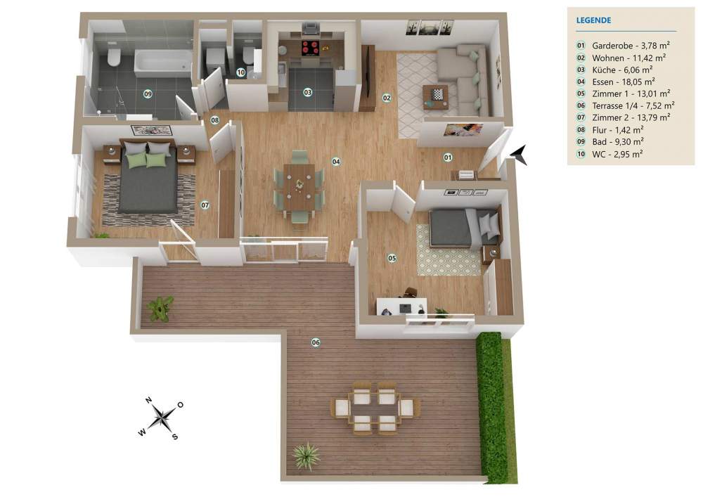 Neubauprojekt in Wehr - Öflingen |  3 Zimmerwohnung mit 85,54 m² | Trefzger Immobilien