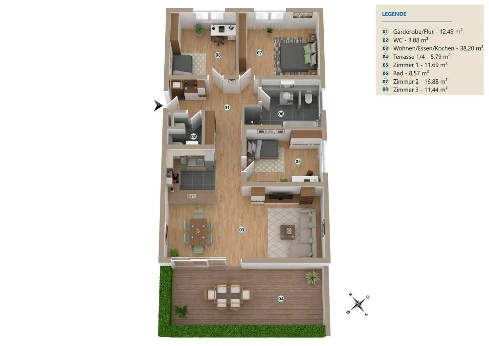 Neubauprojekt in Wehr - Öflingen | 4 Zimmerwohnung mit 105,97 m² | Trefzger Immobilien