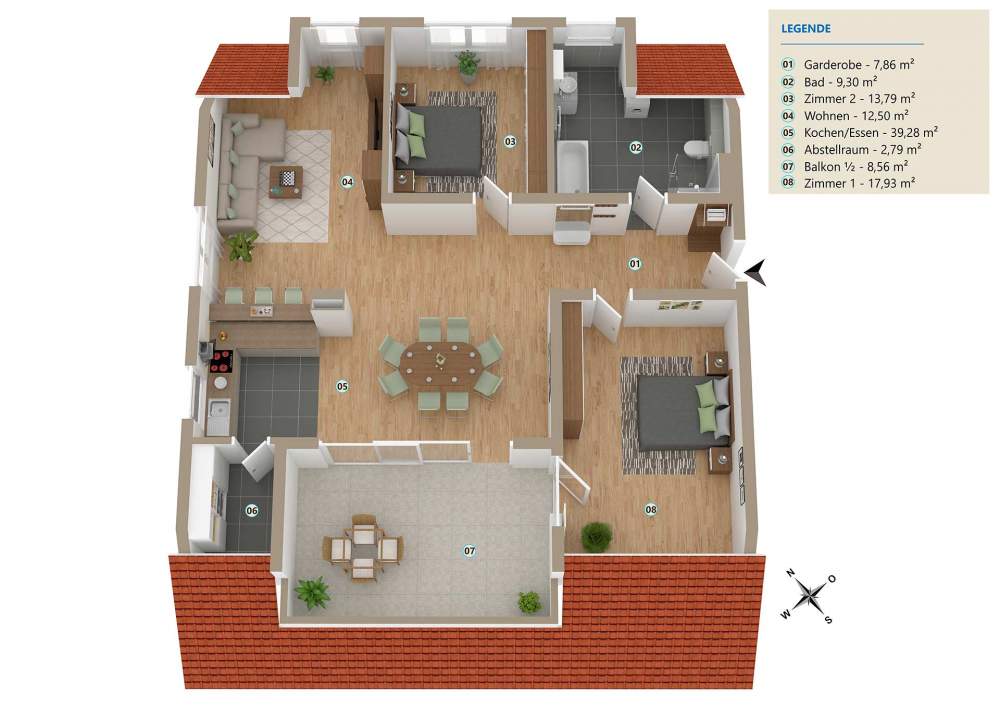 Neubauprojekt in Wehr - Öflingen |  •	3,5 Zimmerwohnung mit 111,47 m² | Trefzger Immobilien