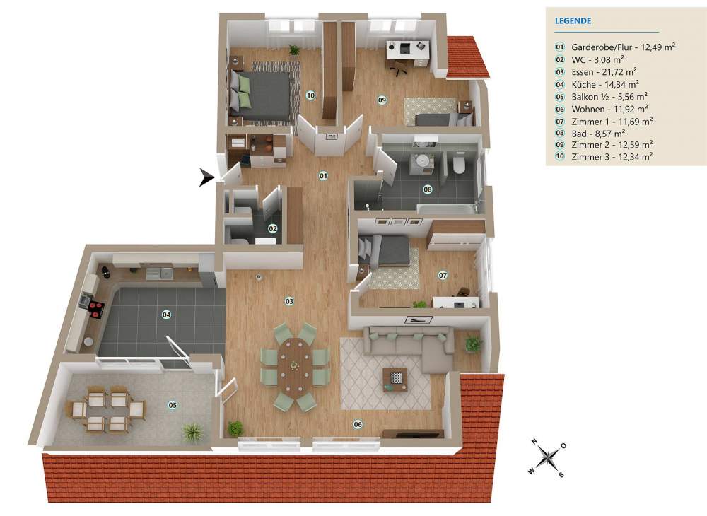 Neubauprojekt in Wehr - Öflingen |  4 Zimmerwohnung mit 112,00 m² | Trefzger Immobilien